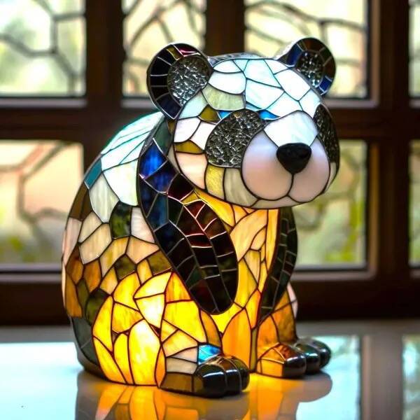 PANDAOU | Magiczna Lampa Panda z Kolorowego Szkła