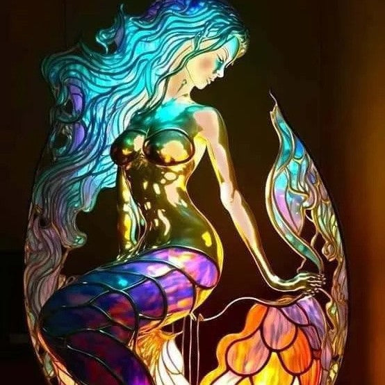 ARIELLE | Kolorowa szklana lampa syreny z magicznym blaskiem