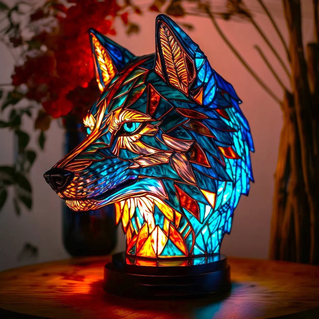 BLAZE | Kolorowa szklana lampa wilka