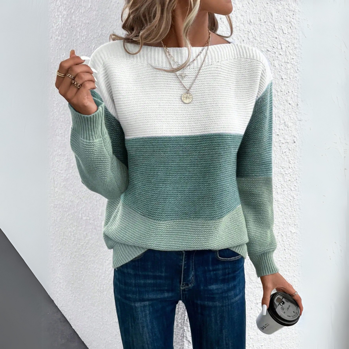 SARRA | Elegancki sweter patchworkowy