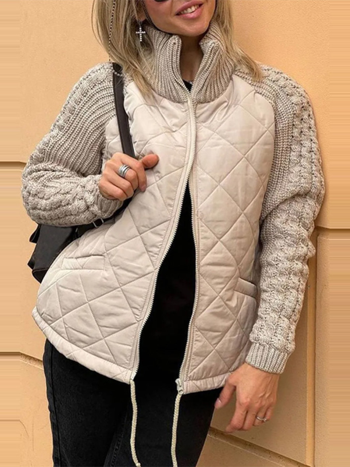 BELINA | Patchwork Casual Zip-Up Jacket