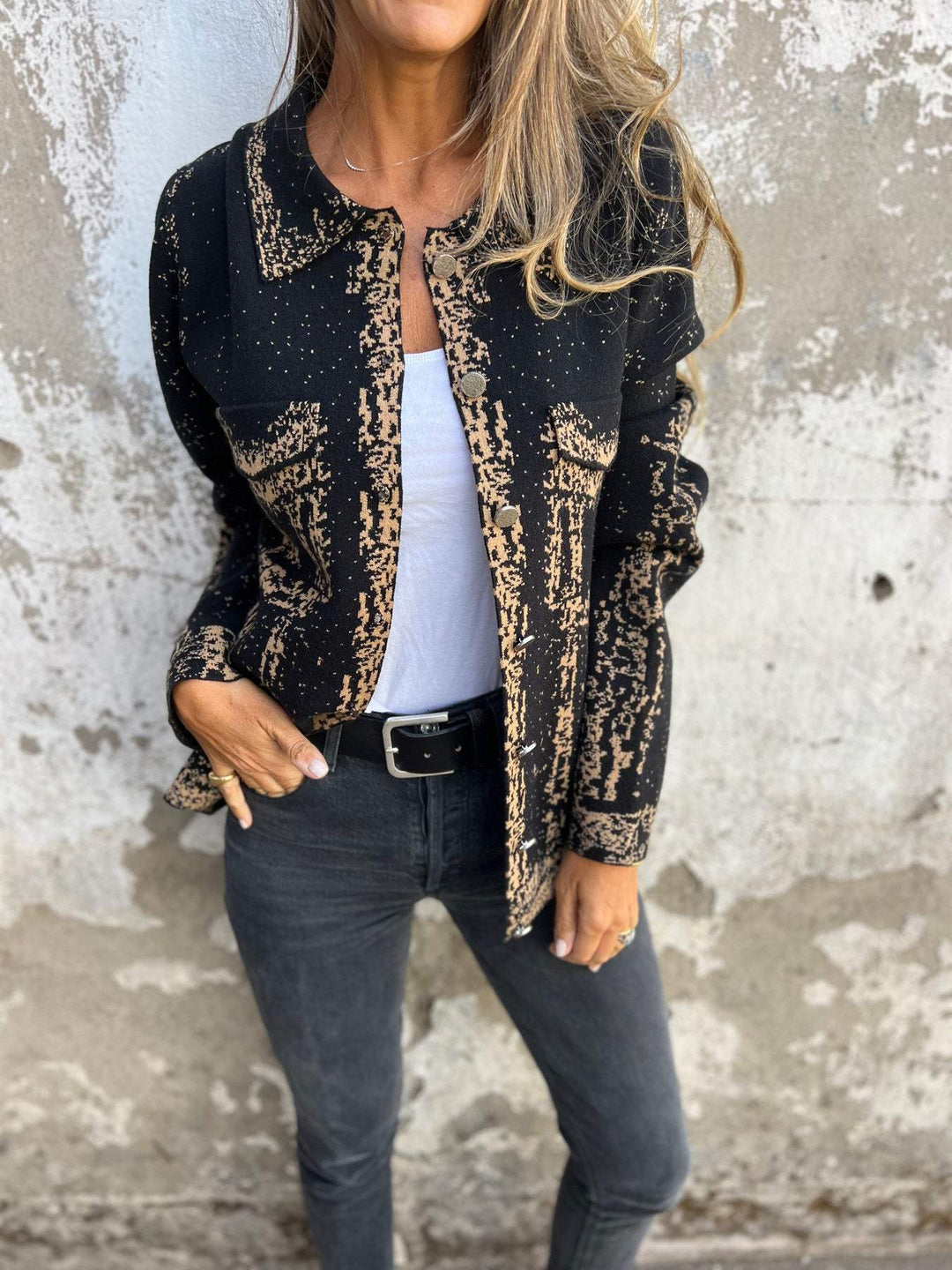 ALINA | Tekstured Knit Jacket with Buttons