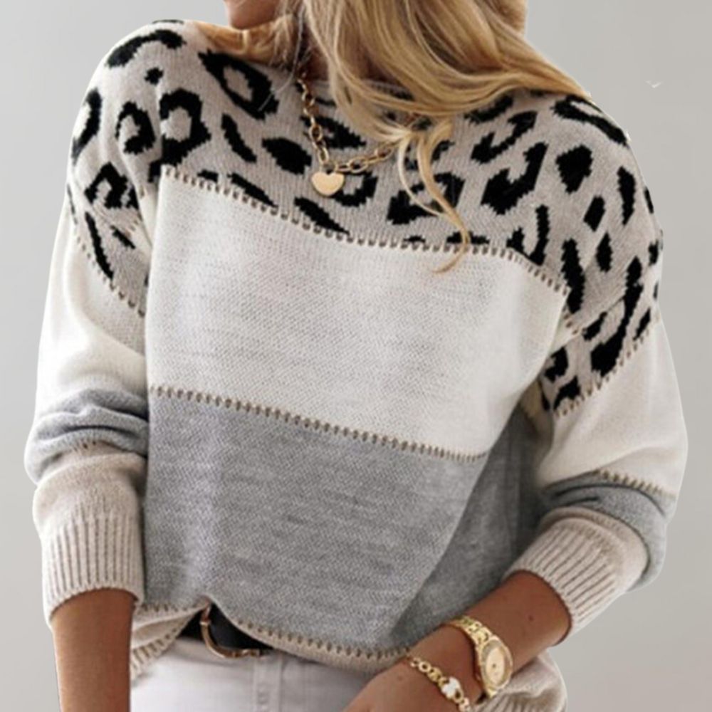 PASCA | Sweter Casual w Wzór Leoparda