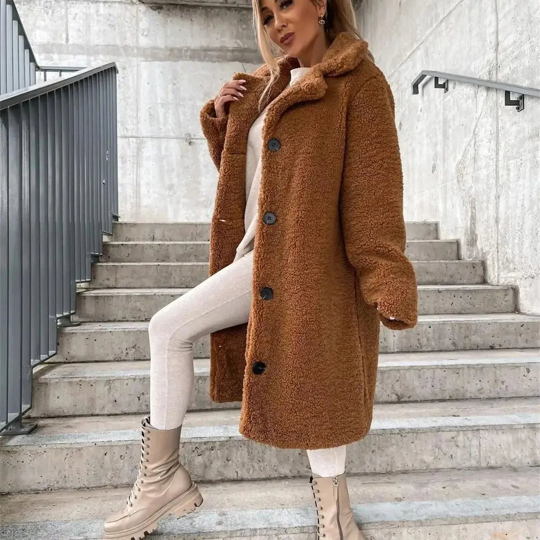 KATARINA | Elegancki Teddy Płaszcz w Stylu Casual