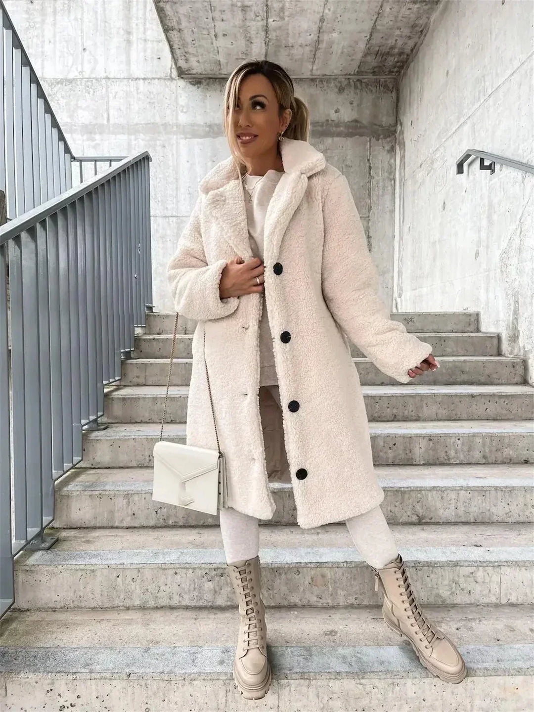 KATARINA | Elegancki Teddy Płaszcz w Stylu Casual