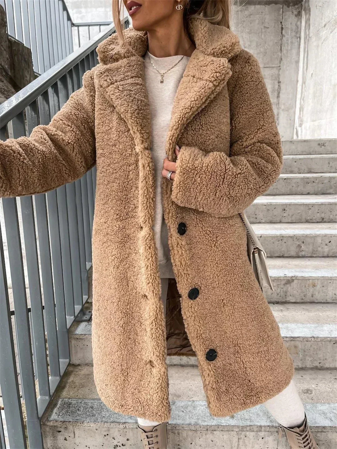 KATARINA | Elegancki Teddy Płaszcz w Stylu Casual