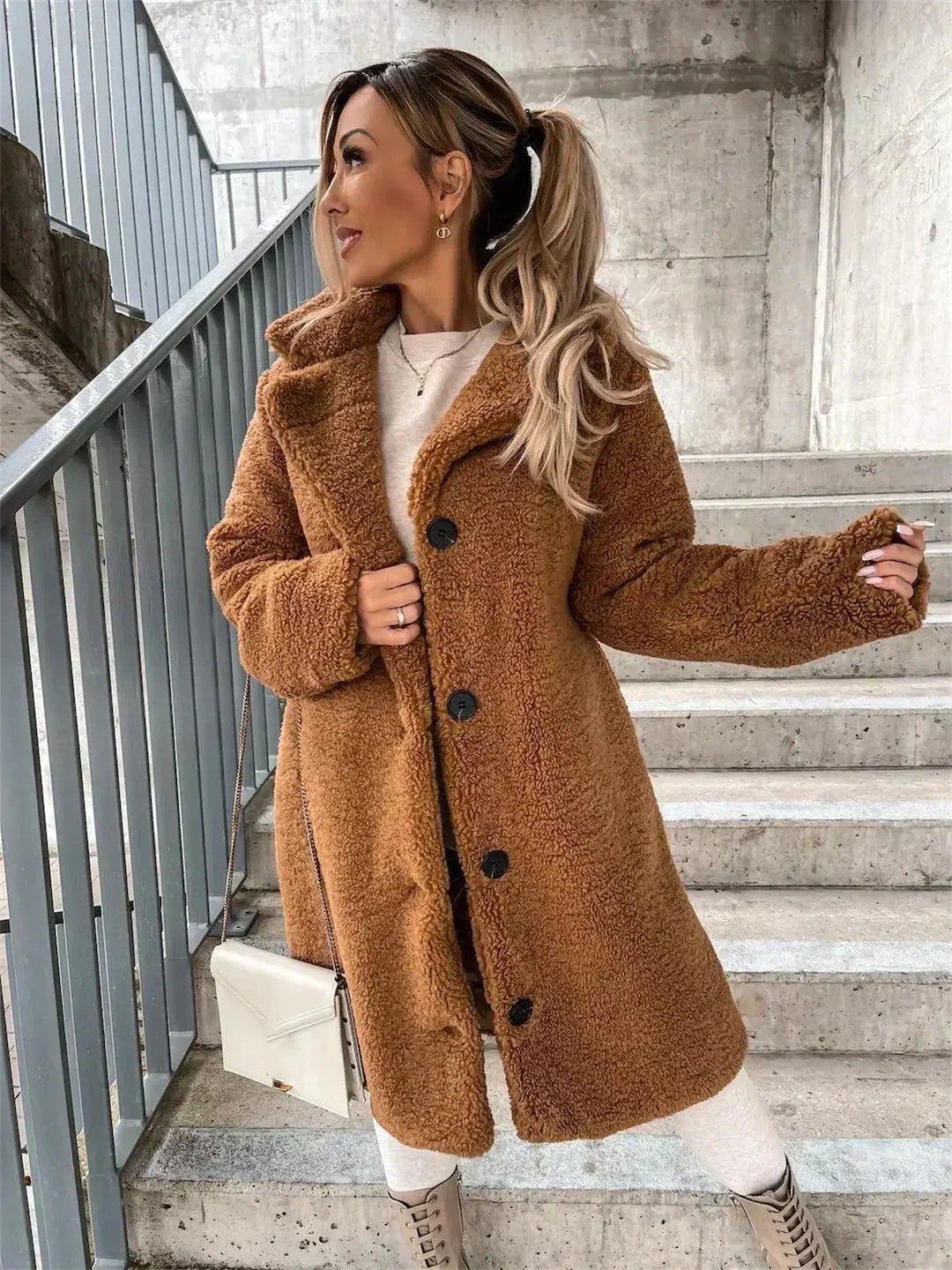 KATARINA | Elegancki Teddy Płaszcz w Stylu Casual