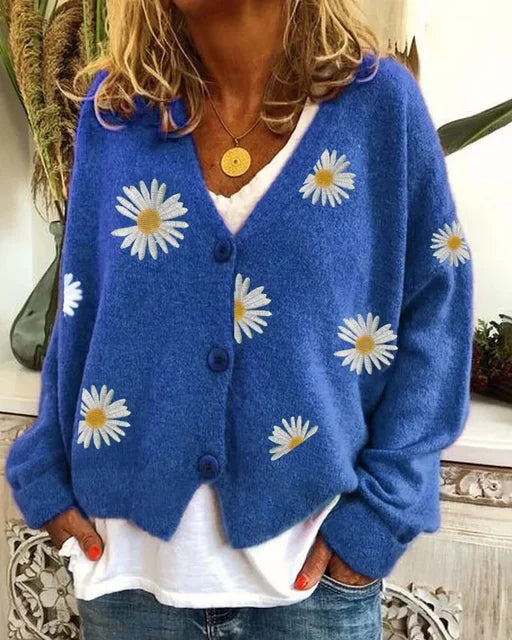 ANNELINA | Stylowy Casualowy Kwiatowy Kardigan